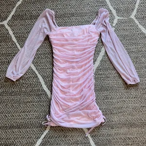 Jump Glitter Square Neck Ruched Long Sleeves Dress Sz M thumbnail 1