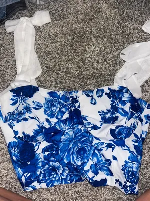 SheIn Blue Floral Top thumbnail 1