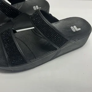 Fila Sport Black Glittered Two-Strap Slip-On Platform Sandals- 8M thumbnail 7