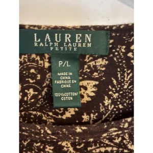 Lauren Ralph Lauren Petite Brown Paisley Cotton Long Sleeve Top P/L thumbnail 3