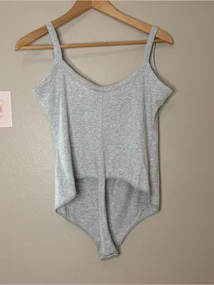 Skims cotton everyday jersey scoop neck bodysuit heather grey influencer xl thumbnail 3