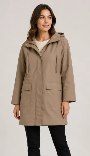 Reserved Oversized Long Hooded Raincoat Women’s L Tan thumbnail 1