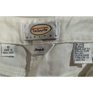 Talbots Capri Pants Womens 12P White Good‎ Snap Hem Stretch Denim Cropped Jeans thumbnail 3