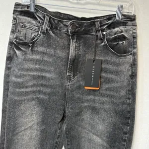Risen Women's High Rise Distressed Raw Hem Flare Jeans 32/15 NWT thumbnail 2