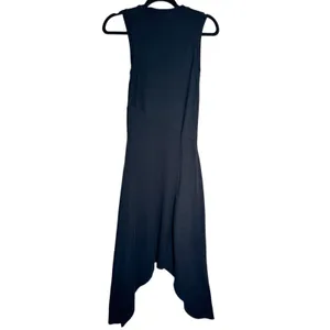 AllSaints Gia Black Asymmetric Midi Dress Ribbed High Low Size 6 thumbnail 9