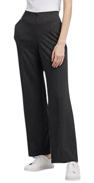 UNIQLO steel grey/black elastic waist pinstripe ponte pants, size M thumbnail 1