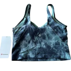 Lululemon 6 Align Tank Top‎ Diamond Dye Tidewater Teal Graphite Grey Padded NWT thumbnail 3