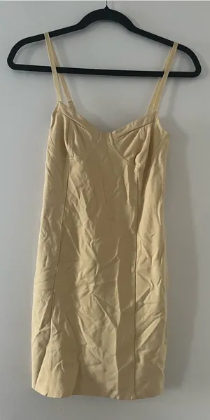 Forever 21 Yellow Milkmaid Mini Slip Dress Small Coquette Corset Sleepwear thumbnail 1