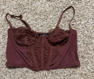 cropped brown urban outfitters corset thumbnail 1