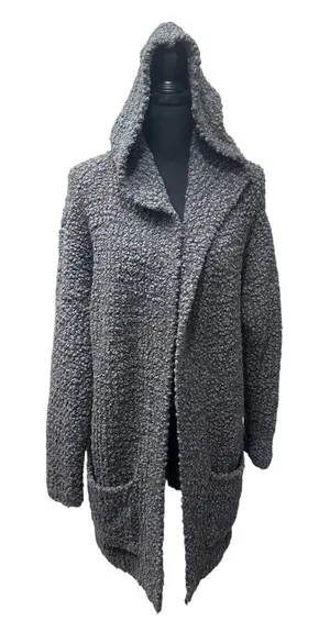 Barefoot‎ Dreams Boucle Hooded Chunky Knit Cardigan with Pockets Women's Sz L/XL thumbnail 1