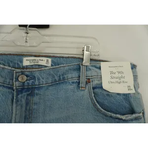 Abercrombie & Fitch The 90s Straight Ultra High Rise JeansLight Wash Blue 35 20R thumbnail 3
