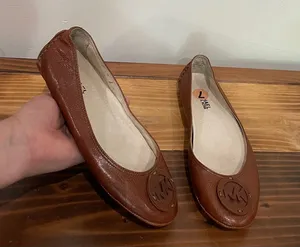 Michael Kors Brown Leather Fulton Ballet Flats Loafers Slip On Shoes Size 7 thumbnail 1