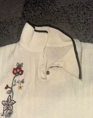 Cream Ribbed Sweater with Red Floral Embroidery thumbnail 4