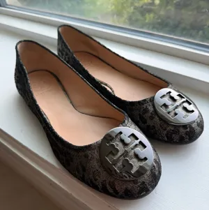 Tory Burch Luisa Anthracite Leopard Metallic Ballet Flats thumbnail 1