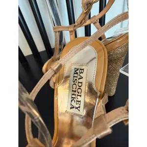 Badgley Mischka Jenie satin peeptoe sparkle block heel sandals size 6 thumbnail 9