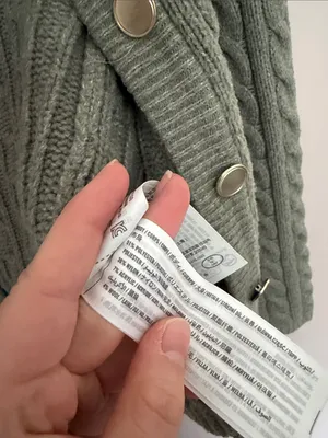 Abercrombie & Fitch Button Up Cable Knit Cardigan Dark Sage Small thumbnail 5