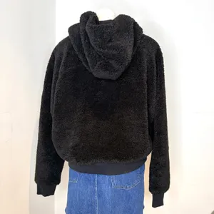 Lululemon Textured Fleece 1/2 Zip Hoodie Women 12 Black LW3FLRS NWT Plush Cozy thumbnail 6
