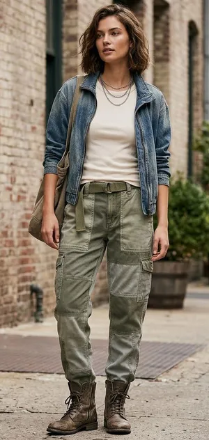 American Eagle High Rise Patchwork Lyocell Green Pants 4. thumbnail 1