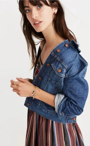 Madewell The Shrunken Stretch Jean Jacket Eco Edition Vintage Light Size Small thumbnail 1