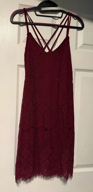 Women's Burgundy Lace Strappy Dress miami small thumbnail 1