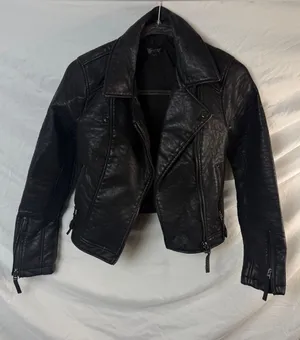 Y2K Top Shop Black Leather Jacket thumbnail 1