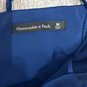Abercrombie & Fitch Camille Satin Midi Dress Navy Blue High Slit Size Medium thumbnail 3