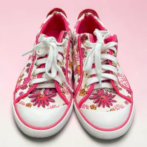 Y2K Floral Coach Barrett Canvas Sneakers Pink White Lace Up Shoes Women's 8B thumbnail 3
