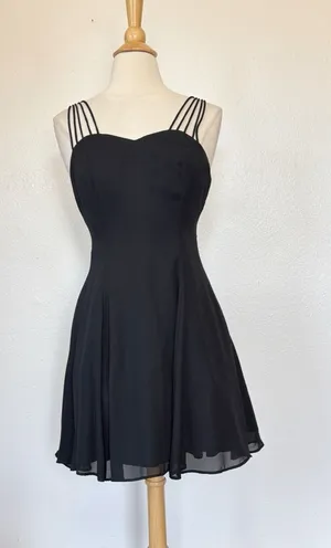 Jump Vintage 90s Goth Solid Black Strappy A-Line Mini Dress thumbnail 1