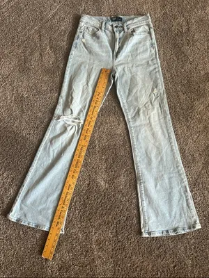 GAP Light Wash Flare Jeans with Knee Rip thumbnail 1