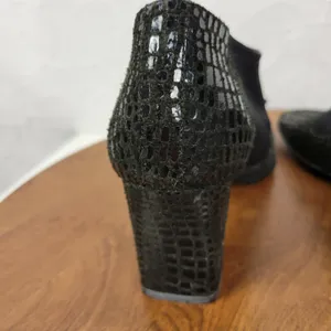 J Renee Women's Shoes 7 Black Leather Reptile Embossed Slip On Block Heel Bootie thumbnail 10
