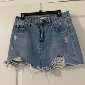 Klique B Distressed Denim Mini Skirt thumbnail 1