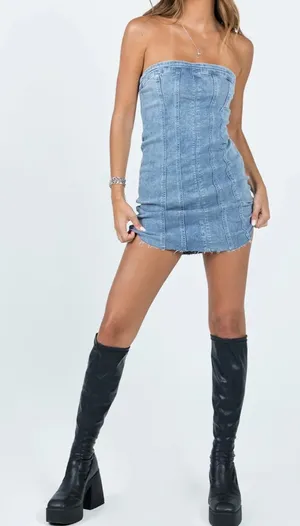 Princess Polly denim dress thumbnail 1