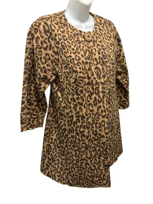 Carol Anderson Invitation Estate Cheetah Jacket Coat XS Mid Length One Button thumbnail 3