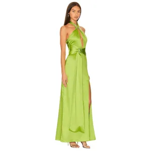Khanums X Rrevolve Kenisei Halter Gown in Limeade XSmall New Womens Maxi Dress thumbnail 3