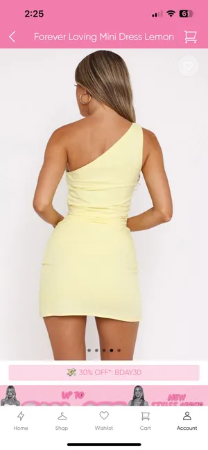 White Fox Boutique lemon yellow one shoulder dress thumbnail 4