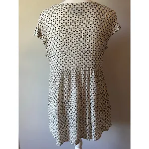 Vanessa Virginia by Anthropologie Spotted Black and White Blouse M thumbnail 4
