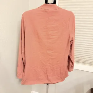 Abercrombie & Fitch Linen Blend Open Front Blazer Jacket Mauve Pink Women's Lg thumbnail 2