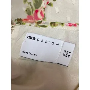 ASOS Design Womens Cream Floral Print V-Neck Long Sleeve Mini A-Line Dress Sz 6 thumbnail 3