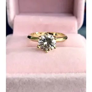 Boutique NEW 2 Ct Solitaire Simulated Diamond 14k Gold Plated S925‎ Engagement Ring thumbnail 15