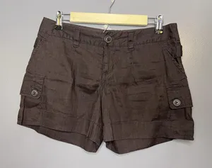 Mossimo Shorts Womens 6 Brown Cargo Linen Blend Stretch Pockets Casual thumbnail 1
