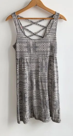 American Eagle‎ Outfitters Tribal Print Strappy Back Mini Dress Grey White Small thumbnail 1