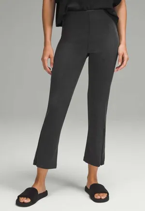 Lululemon Ribbed Softstreme Zip-Leg High-Rise Cropped Pants 25"-Black- Size 0 thumbnail 1