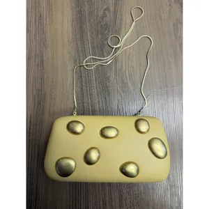Zara Gold Pebbles Rigid Clutch Purse Crossbody Luxury Bag Tik Tok Runway thumbnail 3