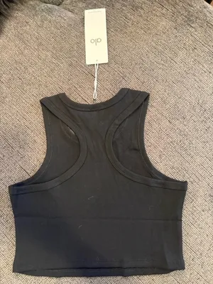 ALO Yoga Black Crop Tank Top thumbnail 2