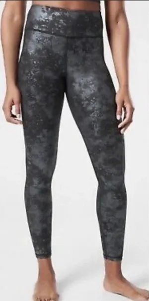 Athleta Elation Misty Lace Black Shimmer Tight Leggings thumbnail 1