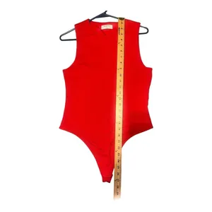 Aritzia Babaton Red Countour Ribbed Muscle Bodysuit, Large‎ thumbnail 5