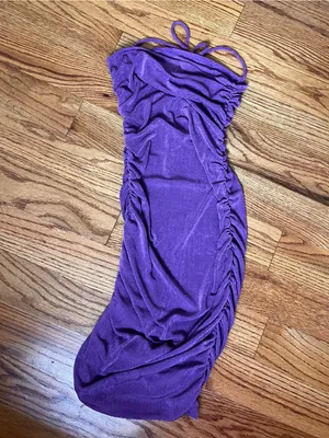 Princess Polly Purple Ruched Halter Dress thumbnail 5