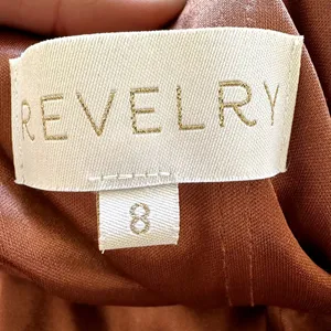 Revelry Velvet Maxi Dress Bridesmaid Gown Plunging V Adjustable Rust 8 thumbnail 2