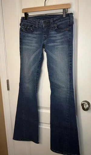 True Religion Women's Distressed Flare Jeans - Medium Blue Wash thumbnail 1
