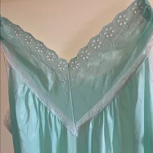 Lace Trim Chemise Nightgown in Light Blue‎ aqua thumbnail 3